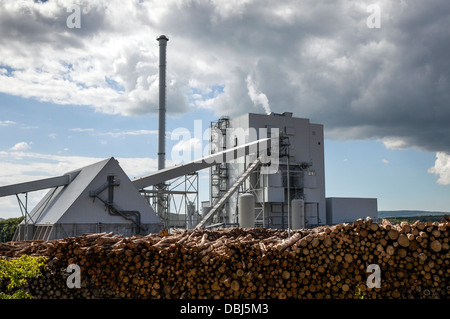 Large biomass fuel plants power plant. The 44 MWe Bubbling Fluidised Bed system, Steven's Croft, UK's largest wood fired biomass station Lockerbie UK Stock Photo