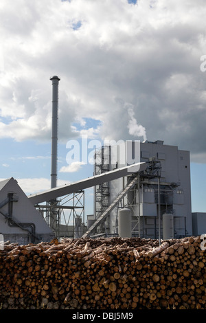 Large biomass fuel plants power plant. The 44 MWe Bubbling Fluidised Bed system at Steven's Croft, UK's largest wood fired biomass station Lockerbie Stock Photo