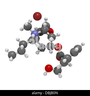 Butylscopolamine (butylhyoscine) bromide abdominal and menstrual cramps drug, chemical structure. Stock Photo