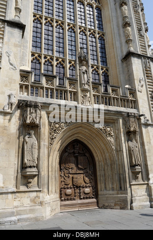 Bath Abbey Entrance.  English city centre church. England UK. World heritage architecture Stock Photo