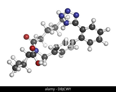 Valsartan high blood pressure (hypertension) drug. Inhibitor of angiotensin II receptor. Stock Photo