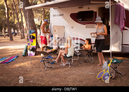 Croatia, Dalmatia, Family Holidays on Camping Site Stock Photo