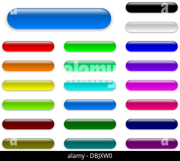 Colorful web empty buttons collection with shadow on white background illustration Stock Photo