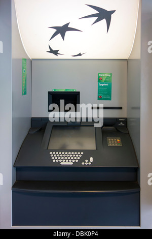 Indoor ATM cash dispenser at cashpoint of the BNP Paribas Fortis bank Stock Photo