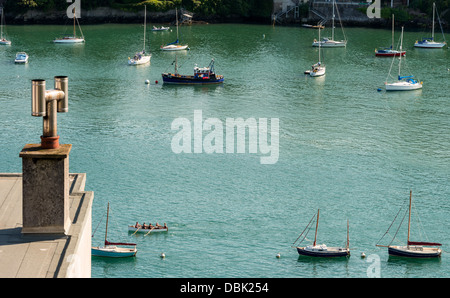 Kingswear, Devon, England. July 9th 2013. An all female rowing boat crew row down the River Dart. Stock Photo