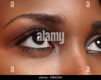 Closeup of of african american woman brown eyes Stock Photo