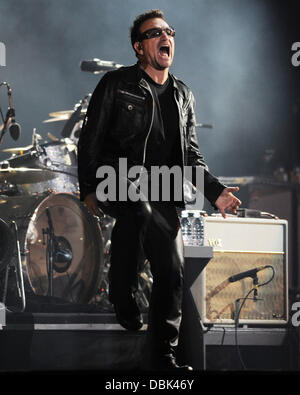 Bono of U2 performing during the 'U2 360 Degree' world tour at Sun Life Stadium Miami, Florida - 29.06.11 Stock Photo