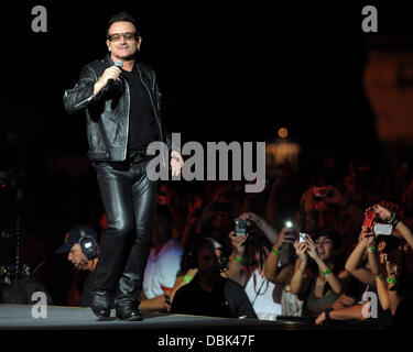 Bono of U2 performing during the 'U2 360 Degree' world tour at Sun Life Stadium Miami, Florida - 29.06.11 Stock Photo