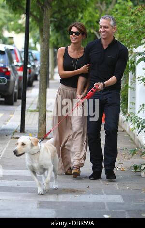 Gary Lineker and wife Danielle Lineker aka Danielle Bux  with their Dog out and about in west London   London, England - 30.06.11 Stock Photo