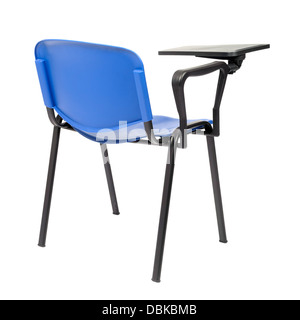 Chair with writing armrest isolated on white background Stock Photo