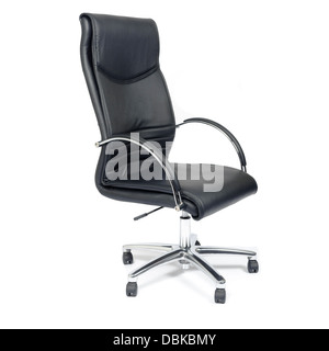 Black leather office chair cut out isolated on white background Stock Photo