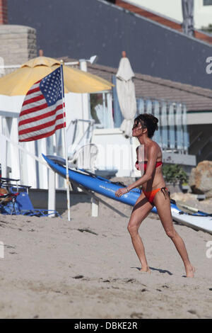 Janice Dickinson celebrating the 4th July Independence Day on the beach in Malibu  Malibu, California- 04.07.11 Stock Photo