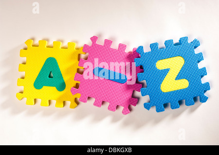 Interlocking foam letters: A-Z Stock Photo