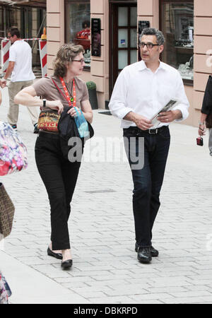 John Turturro and his wife Katherine Borowitz out shopping during the 46th Karlovy Vary International Film Festival Karlovy Vary, Czech Republic - 09.07.11 Stock Photo