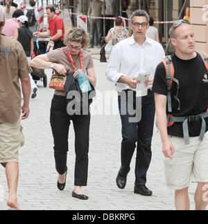 John Turturro and his wife Katherine Borowitz out shopping during the 46th Karlovy Vary International Film Festival Karlovy Vary, Czech Republic - 09.07.11 Stock Photo