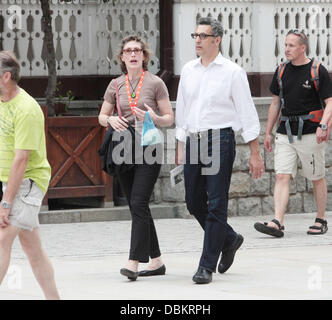 John Turturro and his wife Katherine Borowitz out shopping during the 46th Karlovy Vary International Film Festival Karlovy Vary, Czech Republic - 09.07.11 Stock Photo