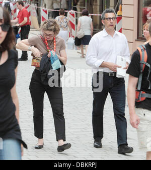 John Turturro and his wife Katherine Borowitz out shopping during the 46th Karlovy Vary International Film Festival Karlovy Vary, Czech Republic - 09.07.11 Stock Photo