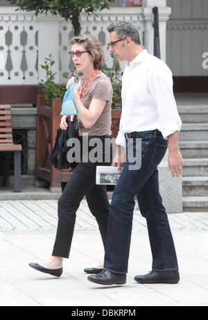 John Turturro and his wife Katherine Borowitz out shopping during the 46th Karlovy Vary International Film Festival Karlovy Vary, Czech Republic - 09.07.11 Stock Photo