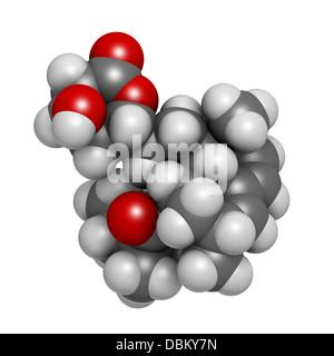 Simvastatin cholesterol lowering drug (statin class), chemical structure. Atoms are represented as spheres. Stock Photo