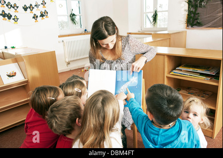 Children In Nursery School, Kottgeisering, Bavaria, Germany, Europe Stock Photo