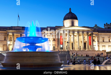 Blue Fountain in Trafalgar SQ For Prince George London UK Stock Photo