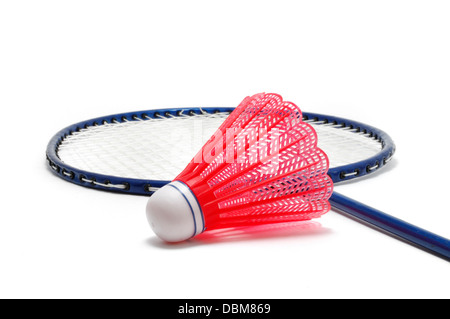 Badminton Racket and Shuttlecock (Birdie) Stock Photo