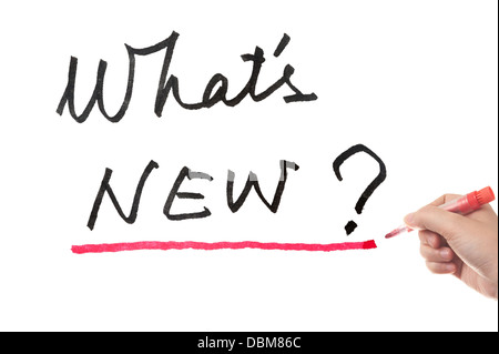 What's new words written on the white board Stock Photo