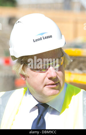 Elephant and Castle, London UK. 1st August 2013. London Mayor Boris Johnson visits a regeneration project at Elephant & Castle in south east London to launch the start of the regeneration of the area at 'One the Elephant' with a three billion pounds (3.4 billion euro) transformation of the Elephant and Castle area Credit:  amer ghazzal/Alamy Live News Stock Photo