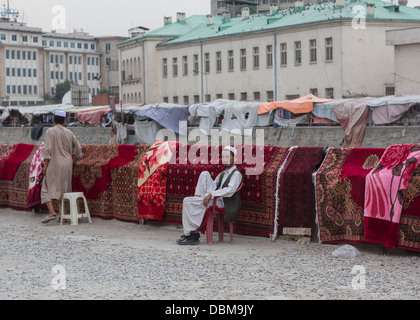 carpet sellers bazaar, Kabul, Afghanistan Stock Photo