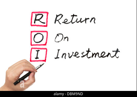 ROI (return on investment) words written on white board Stock Photo