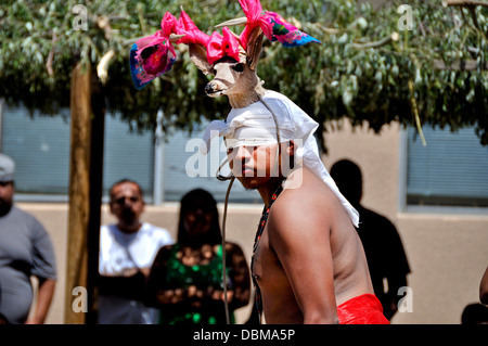 Cupa Day Festival, Pala Indian Reservation, Yaqui Deer Dancers Stock Photo