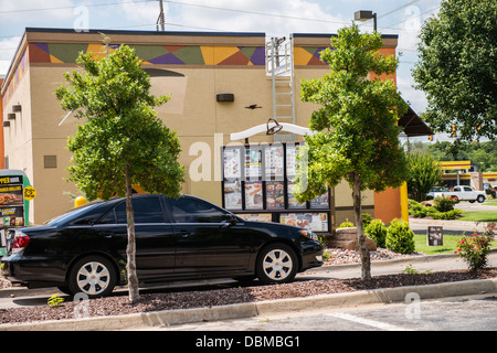 The drive in window of a Taco Bell restaurant in Oklahoma City, Oklahoma, USA. Stock Photo