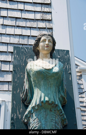 Massachusetts, Nantucket. Antique ship's figurehead. Stock Photo