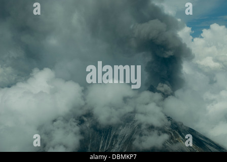 Eruption of the volcano Oldoinyo Lengai in March 2008, Tanzania (aerial view) Stock Photo