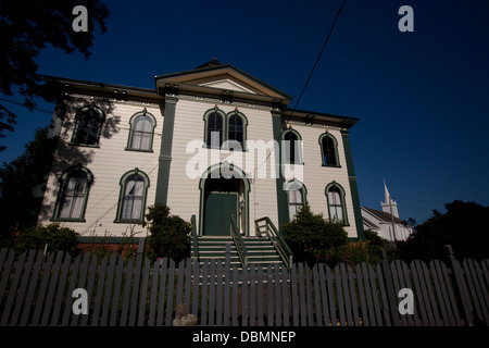 Old school house featured in the movie “The birds” by Alfred Hitchcock, Bodega Bay, California Stock Photo