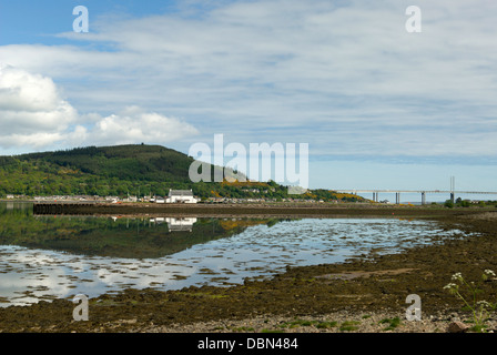 View towards North Kessock and the Kessock Bridge across the Beauly Firth near Inverness Scotland Stock Photo