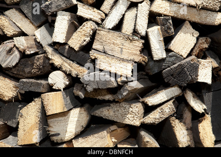 Stack of beech chopped firewoods prepared for firing Stock Photo