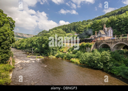 River Dee at Berwyn station near Llangollen in Denbighshire North Wales. Stock Photo