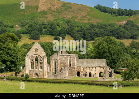 Valle Crucis Abbey (Valley of the Cross) is a Cistercian abbey located in Llantysilio in Denbighshire, Wales. Stock Photo