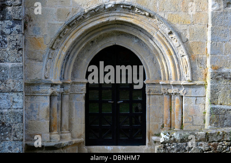 Iglesia de Santa Eulalia  de Abamia is a church in Asturias, Spain, in the vicinity of Covadonga. Pelagius of Asturias. Stock Photo