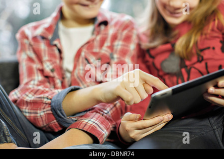 Children using digital tablet, Osijek, Croatia, Europe Stock Photo