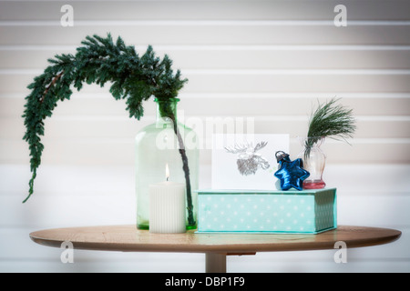Christmas decoration on a table, Bavaria, Munich, Germany Stock Photo