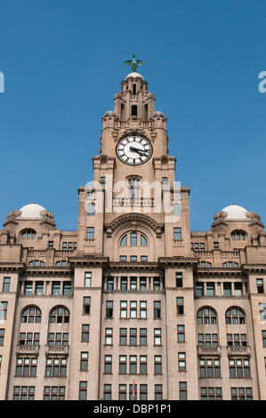 Royal Liver Building, Pier Head, Liverpool, UK Stock Photo