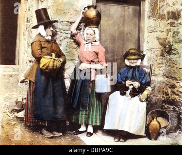 Llanberis - Ladies in Traditional Welsh Costume in the 1860s Stock Photo
