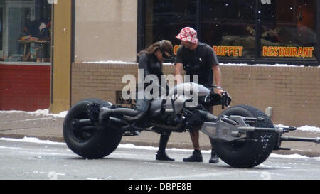 Anne Hathaway's stunt double as Catwoman on the set of the new Batman film 'Dark Knight Rises' filming in Pittsburgh  Pennsylvania, USA - 14.08.11 Stock Photo