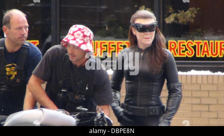 Anne Hathaway's stunt double as Catwoman on the set of the new Batman film 'Dark Knight Rises' filming in Pittsburgh  Pennsylvania, USA - 14.08.11 Stock Photo