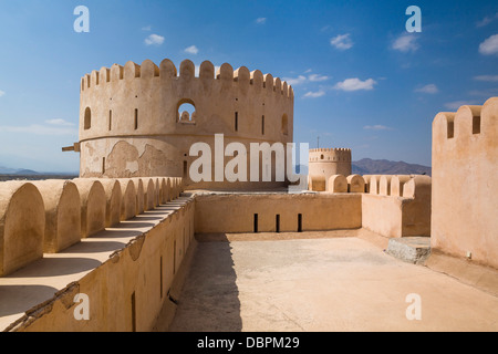 Inside the walls of the restored fort of Nakhal in the Western Hajar mountains of Oman, Middle East Stock Photo