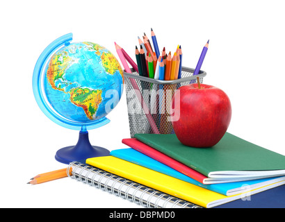 School supplies on white background. Back to school. Stock Photo