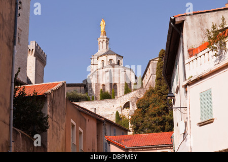 Notre-Dame des Doms d'Avignon cathedral from the small streets of the city, Avignon, Vaucluse, France, Europe Stock Photo