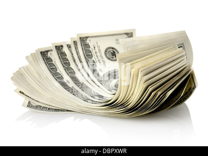 One hundred-dollar bills isolated on a white background Stock Photo